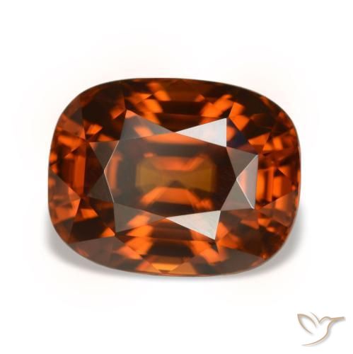 Circón naranja natural de 5,05 ct, corte cojín, VVS