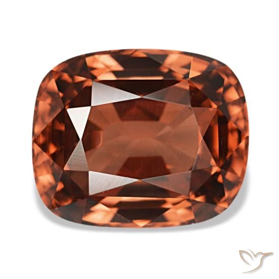 Circón rojo natural de 6,13 ct, corte cojín, VVS