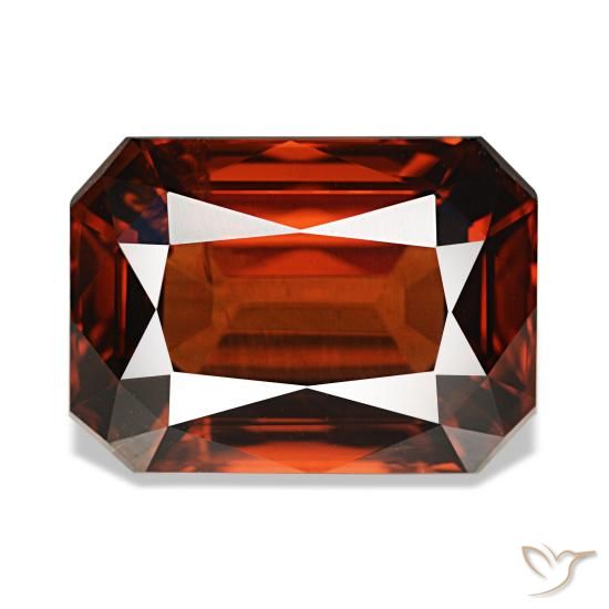 Circón rojo de 7,02 ct, corte esmeralda, VVS-VS