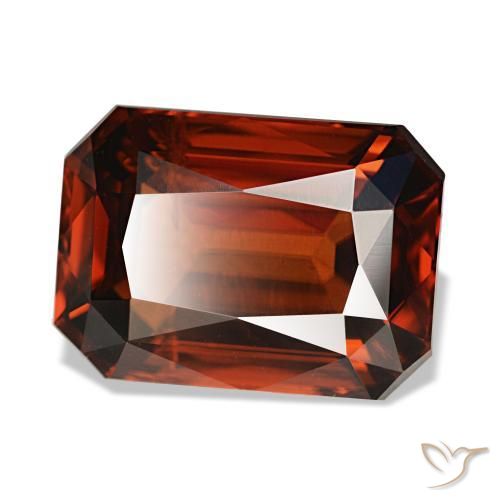 Circón rojo natural de 7,02 ct, corte esmeralda, VVS-VS
