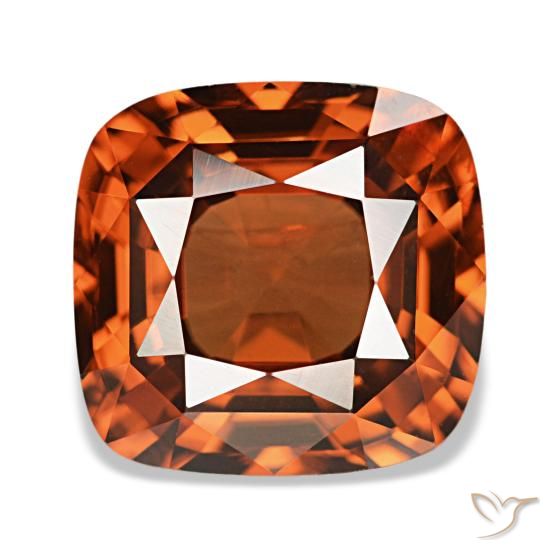 Circón rojo natural de 5,36 ct, corte cojín, VVS