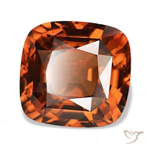 Circón rojo natural de 5,36 ct, corte cojín, VVS