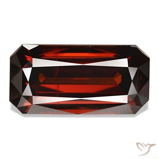 Circón rojo natural de 11,44 ct, corte esmeralda, VVS-VS