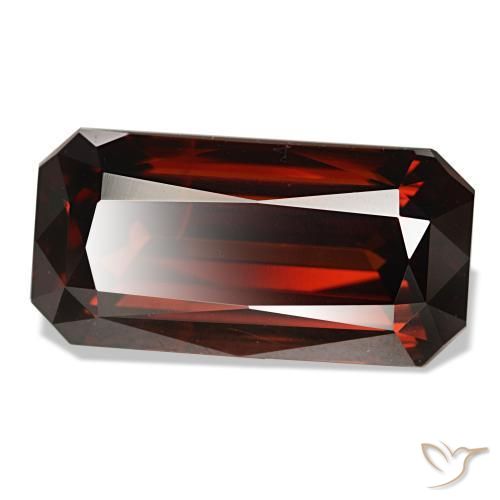 Circón rojo natural de 11,44 ct, corte esmeralda, VVS-VS