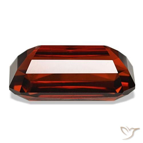 Circón rojo natural de 11,44 ct, corte esmeralda, VVS-VS