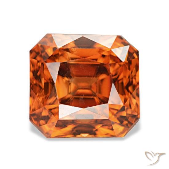 Circón rojo natural de 3,67 ct, corte esmeralda, VVS-VS