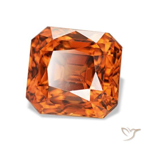 Circón rojo natural de 3,67 ct, corte esmeralda, VVS-VS