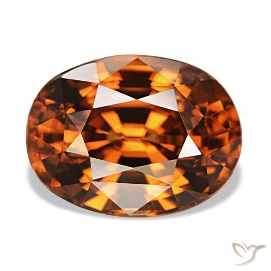Circón naranja natural de 5,12 ct, corte óvalo, VVS