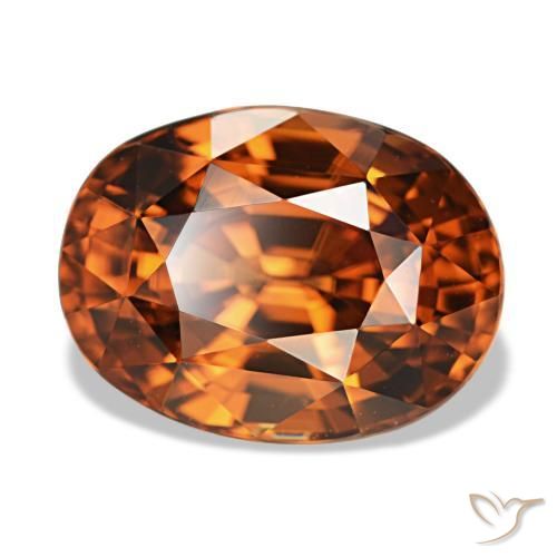 Circón naranja natural de 5,12 ct, corte óvalo, VVS