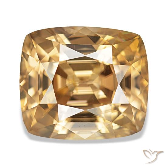 Circón dorado natural de 7,41 ct, corte cojín, VVS-VS