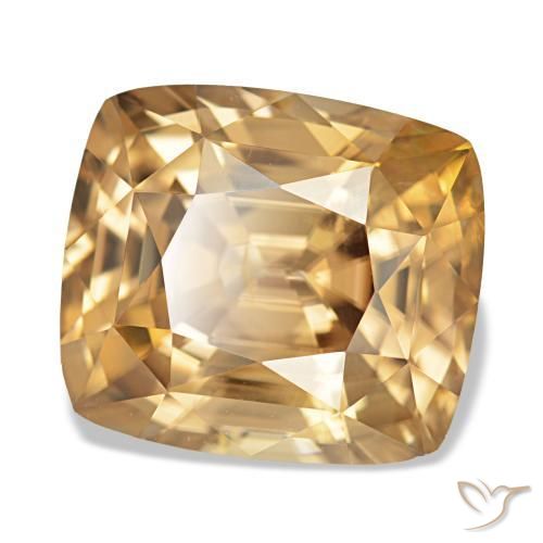 Circón dorado natural de 7,41 ct, corte cojín, VVS-VS