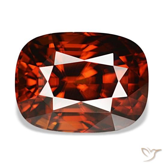 Circón rojo de 6,62 ct, cojín, VVS